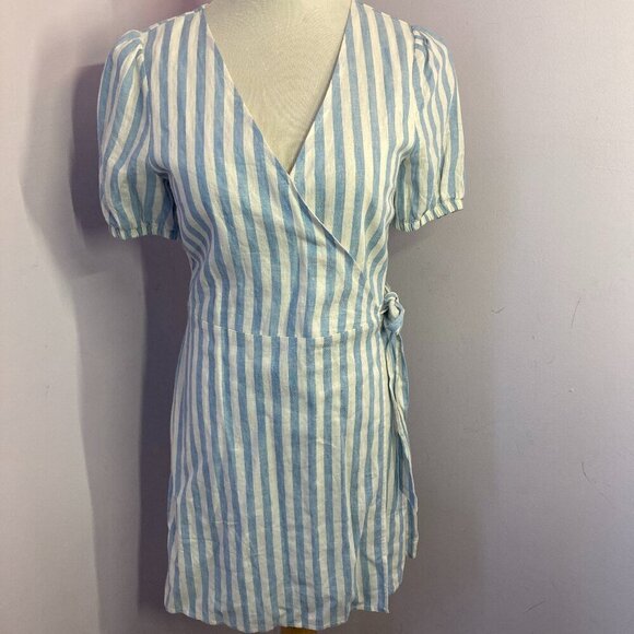 Everly Linen Blend Wrap Dress, NWT, Size M - Picture 1 of 12